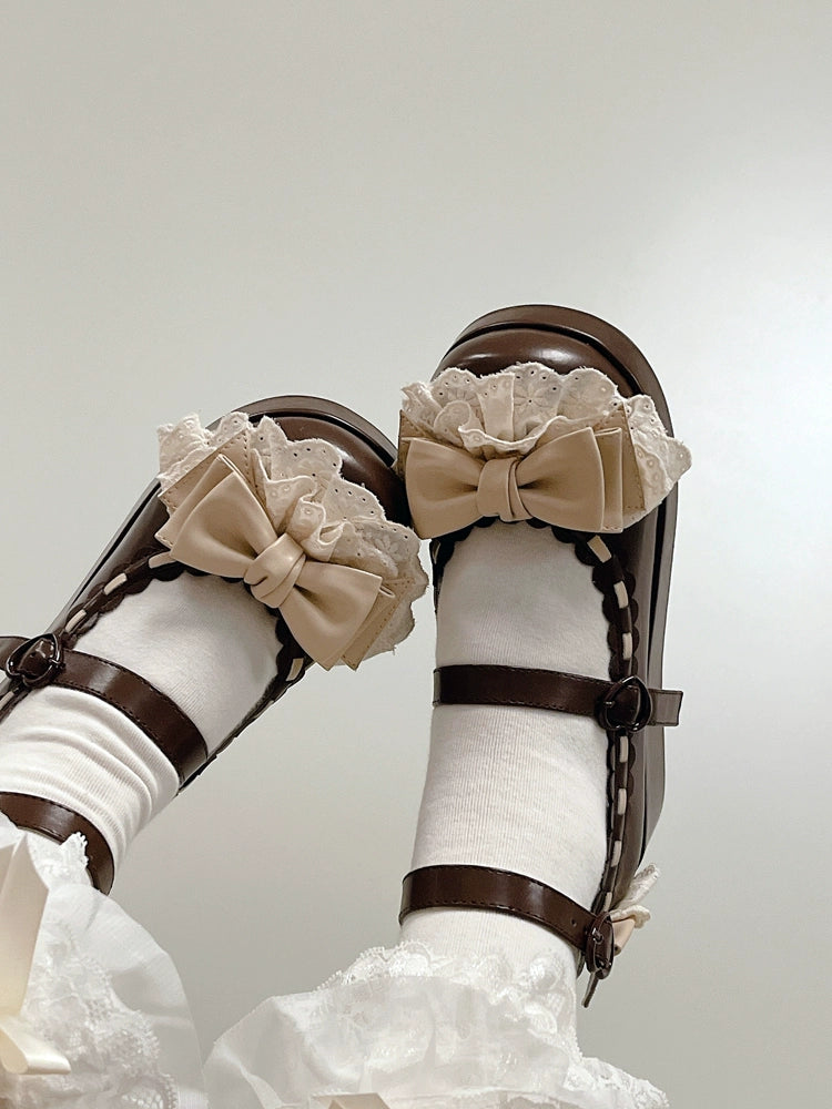 Jiujiu Lolita - Milky Puff - Sweet Lolita Heels Shoes, Round Toe With Petite Wedge (Brown / 34 35 36 37 38 39 40 41) 43858:787895