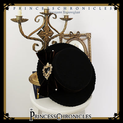 Princess Chronicles~Elegant Lolita Bow Flat Bonnet Handmade M brown 
