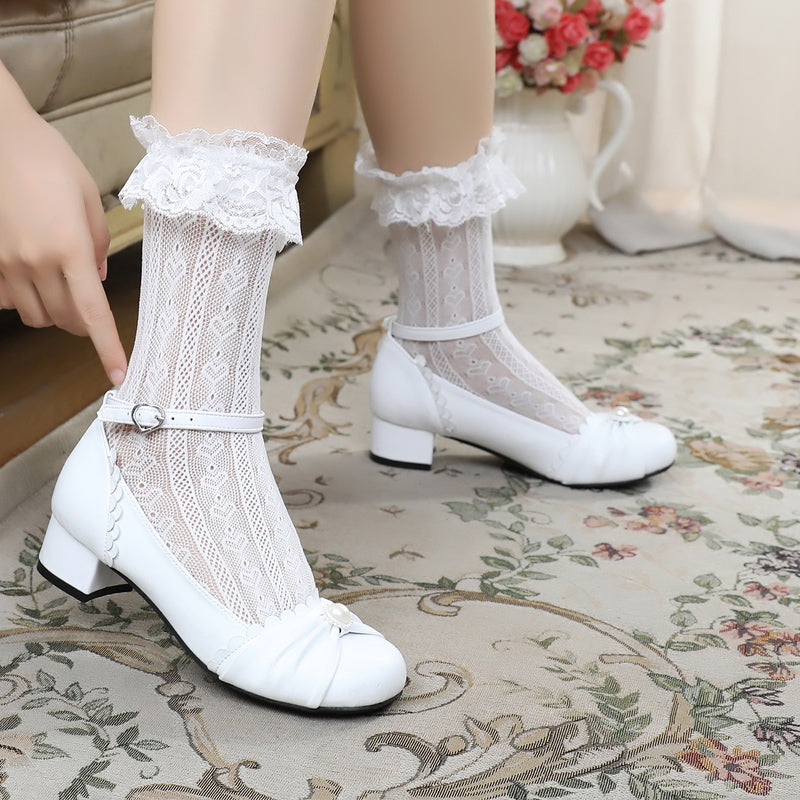 Sosic~Shell Dew~Sweet Lolita Bow  Round Toe Shoes   