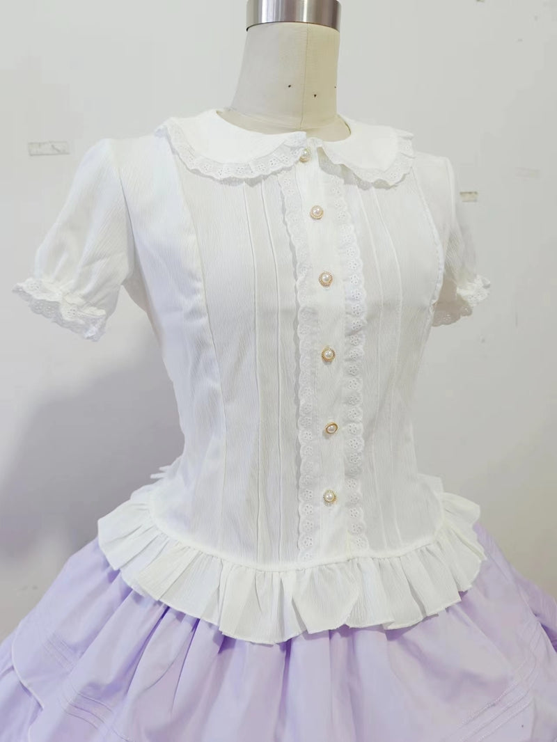 Sweet Angel~Daily Lolita White Short Sleeve Shirt   