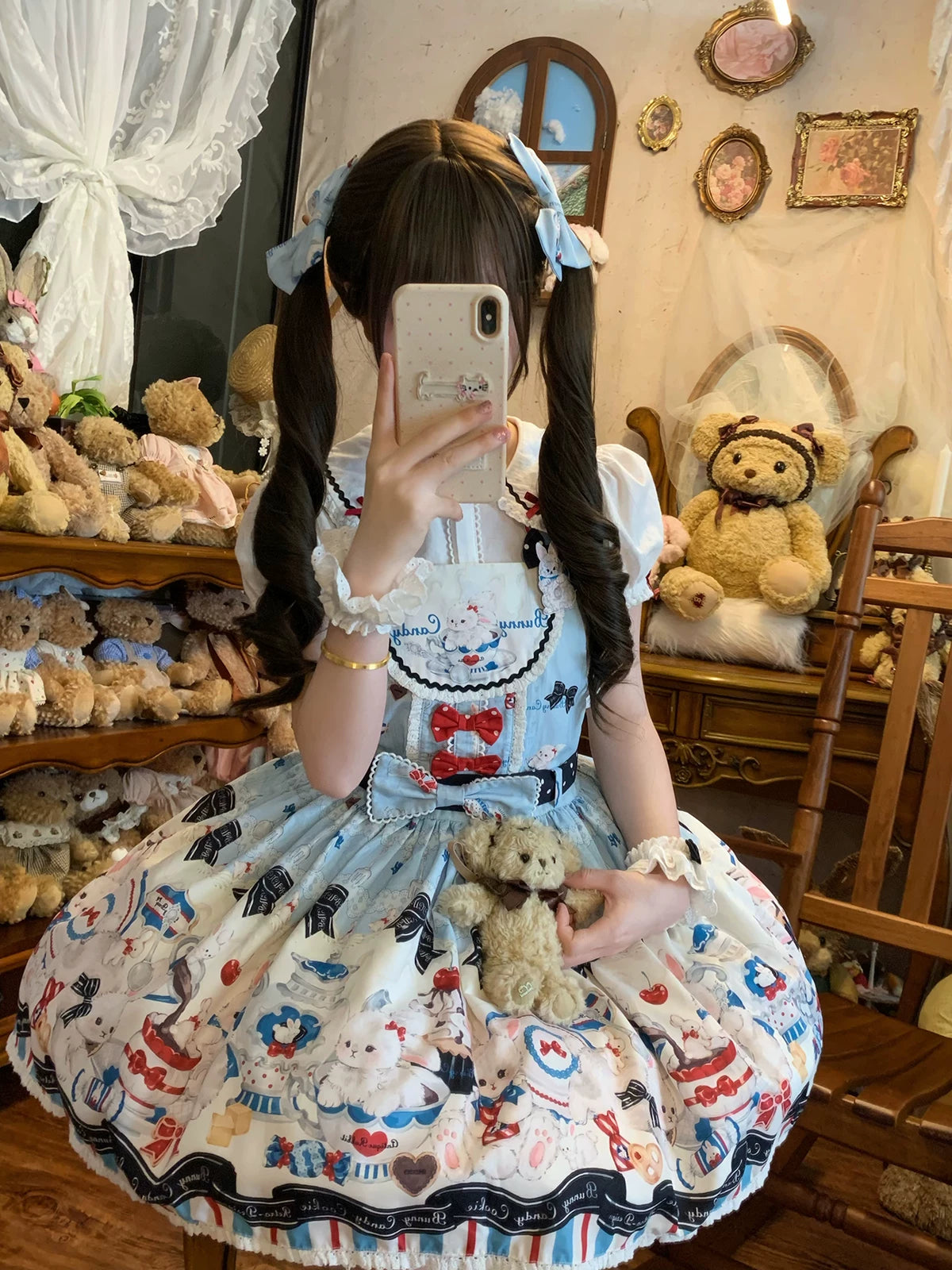 Myth Rabbit Tea Party - Sweet Lolita Dress Set, Bunny Print JSK 44460:809390
