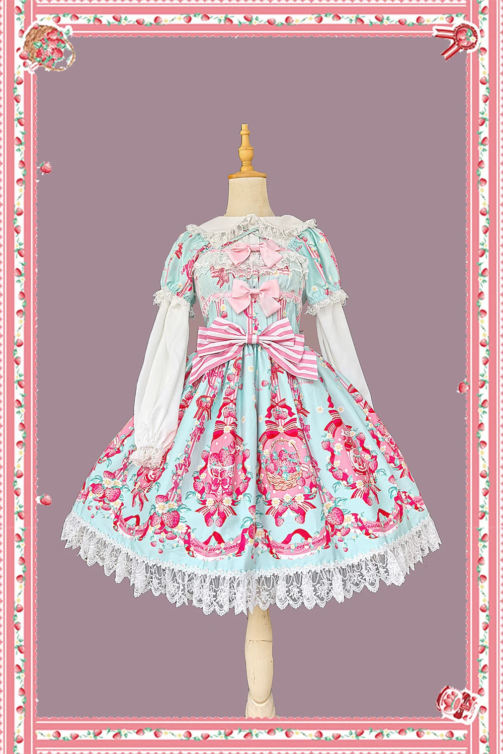 Strawberry Chef - Printed Old School Lolita Dress, Detachable Bows 44505:810359