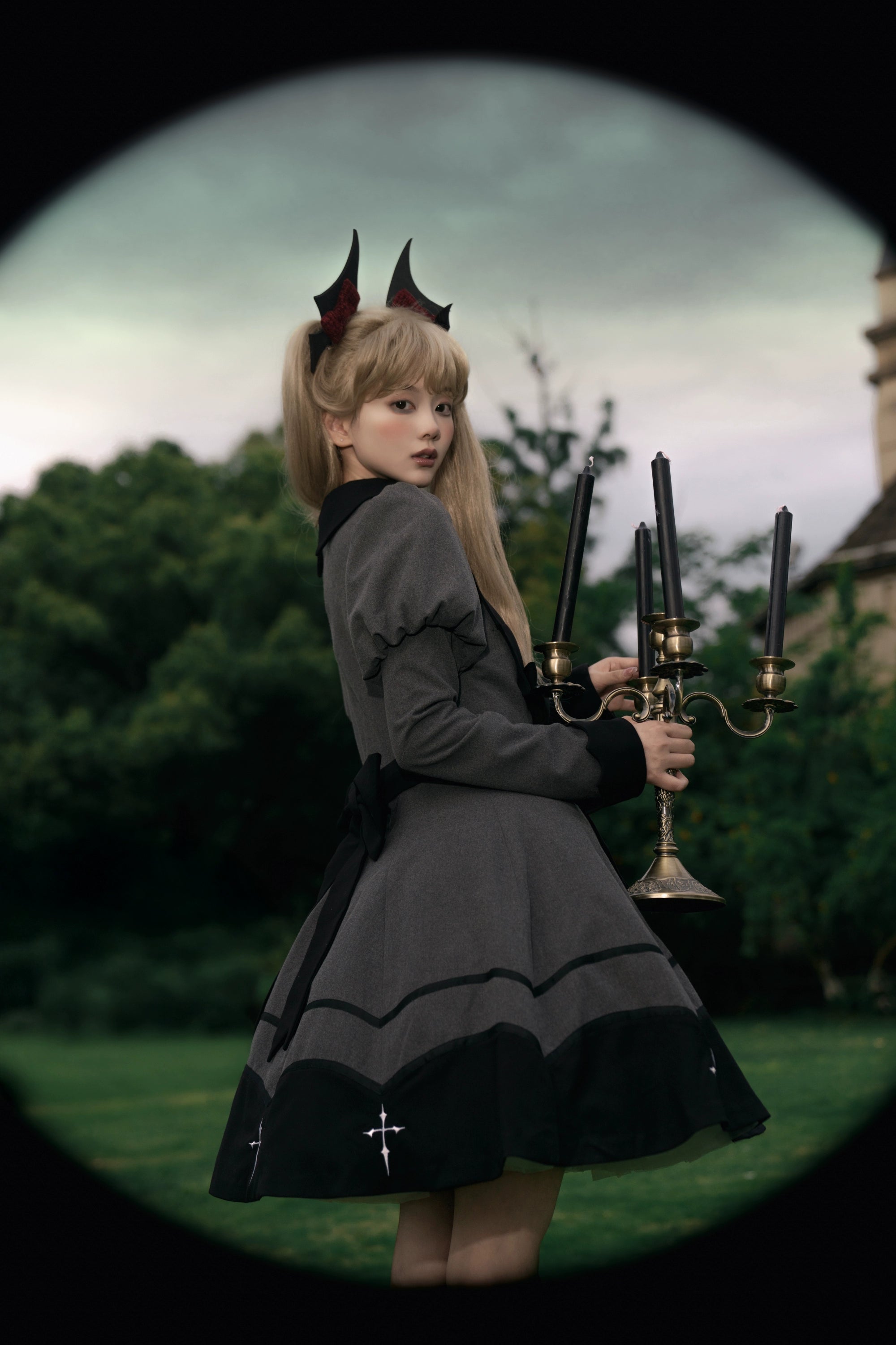 Polaris Lolita - Vampire Princess - Bat-Inspired Halloween Gothic Lolita OP Dress 43386:774865