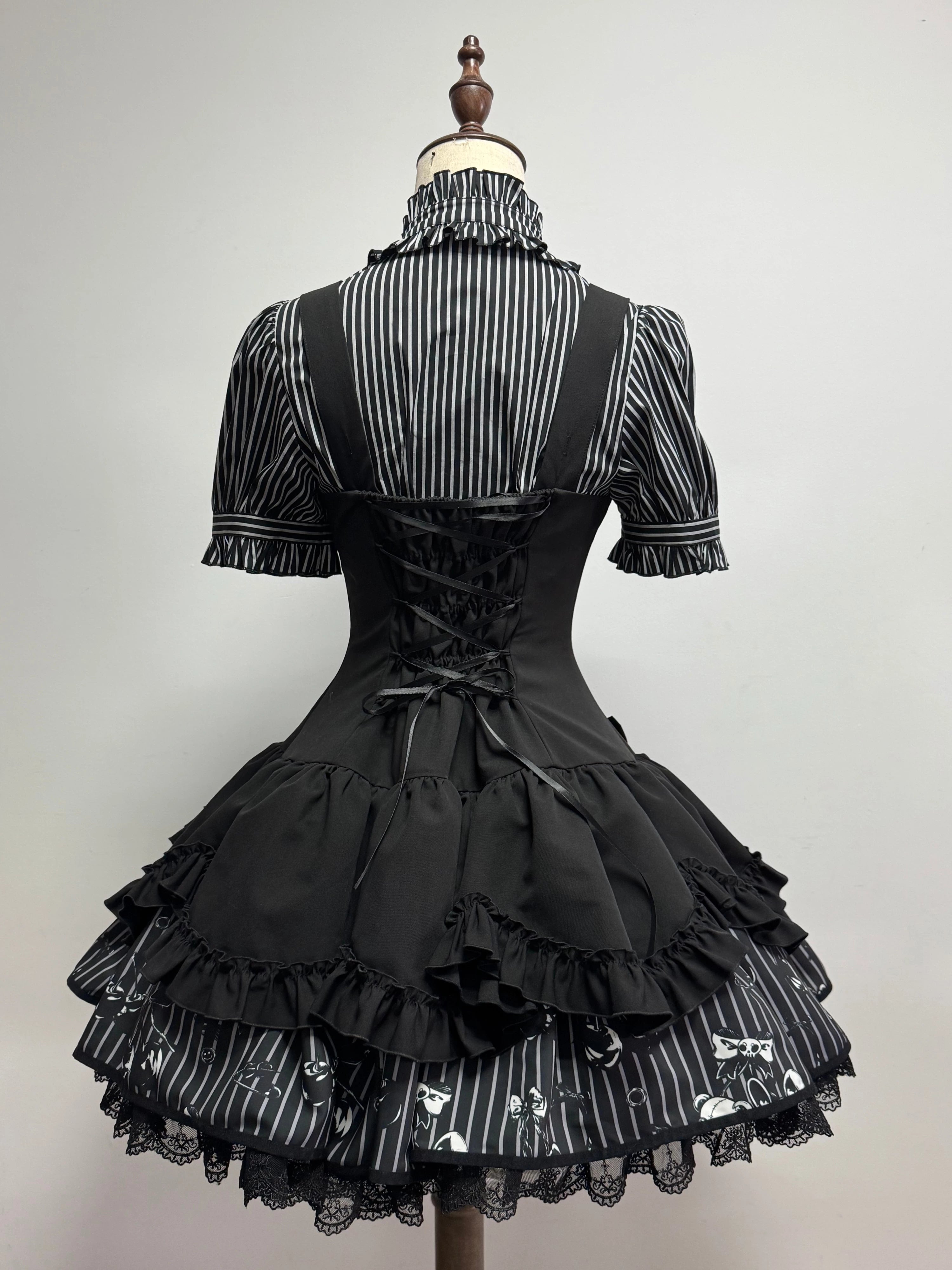 Dark Lord - Gothic Lolita Striped JSK Set, Skull Print 44837:825287