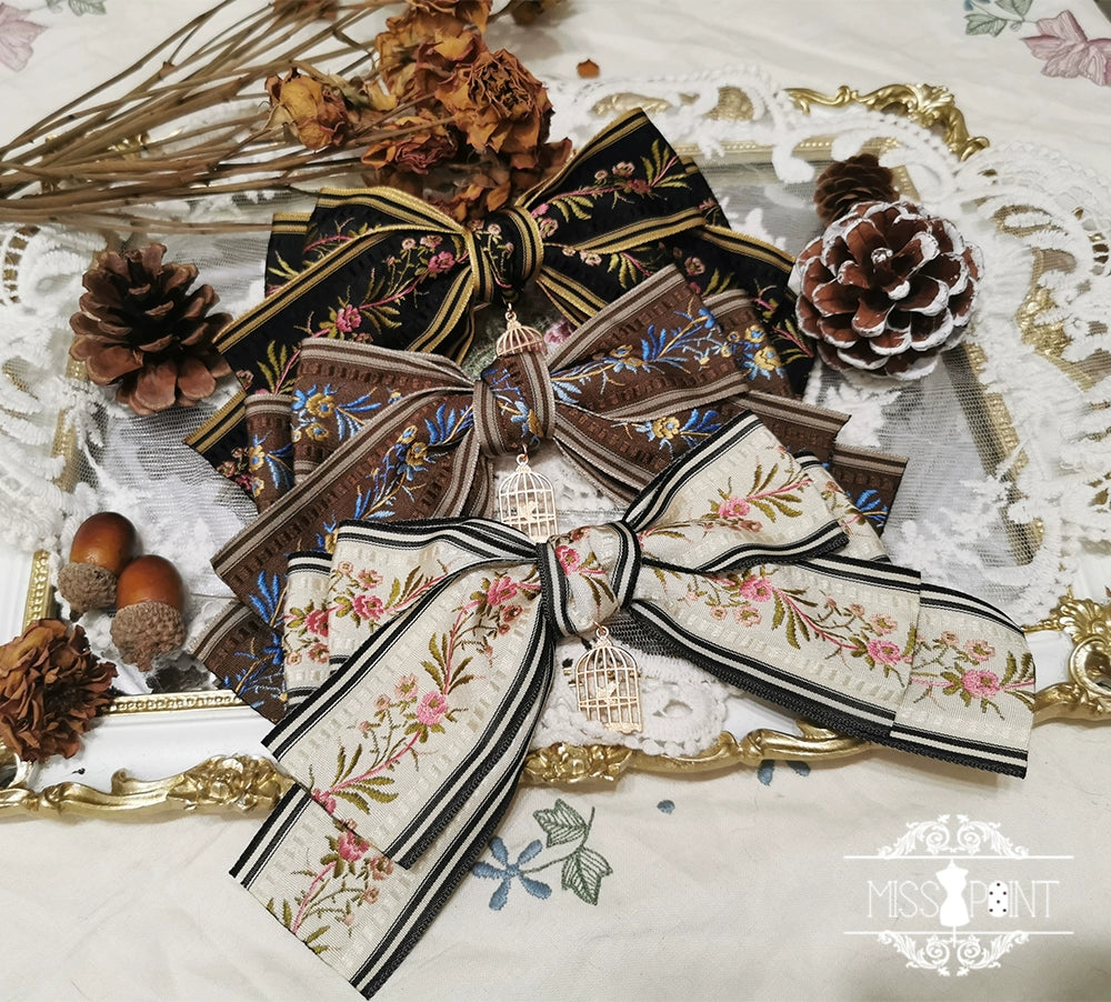 Miss Point - Praise of Abundance - Country Lolita Print Accessories Birdcage 2-in-1 Brooch (white) - Not Sold Separately