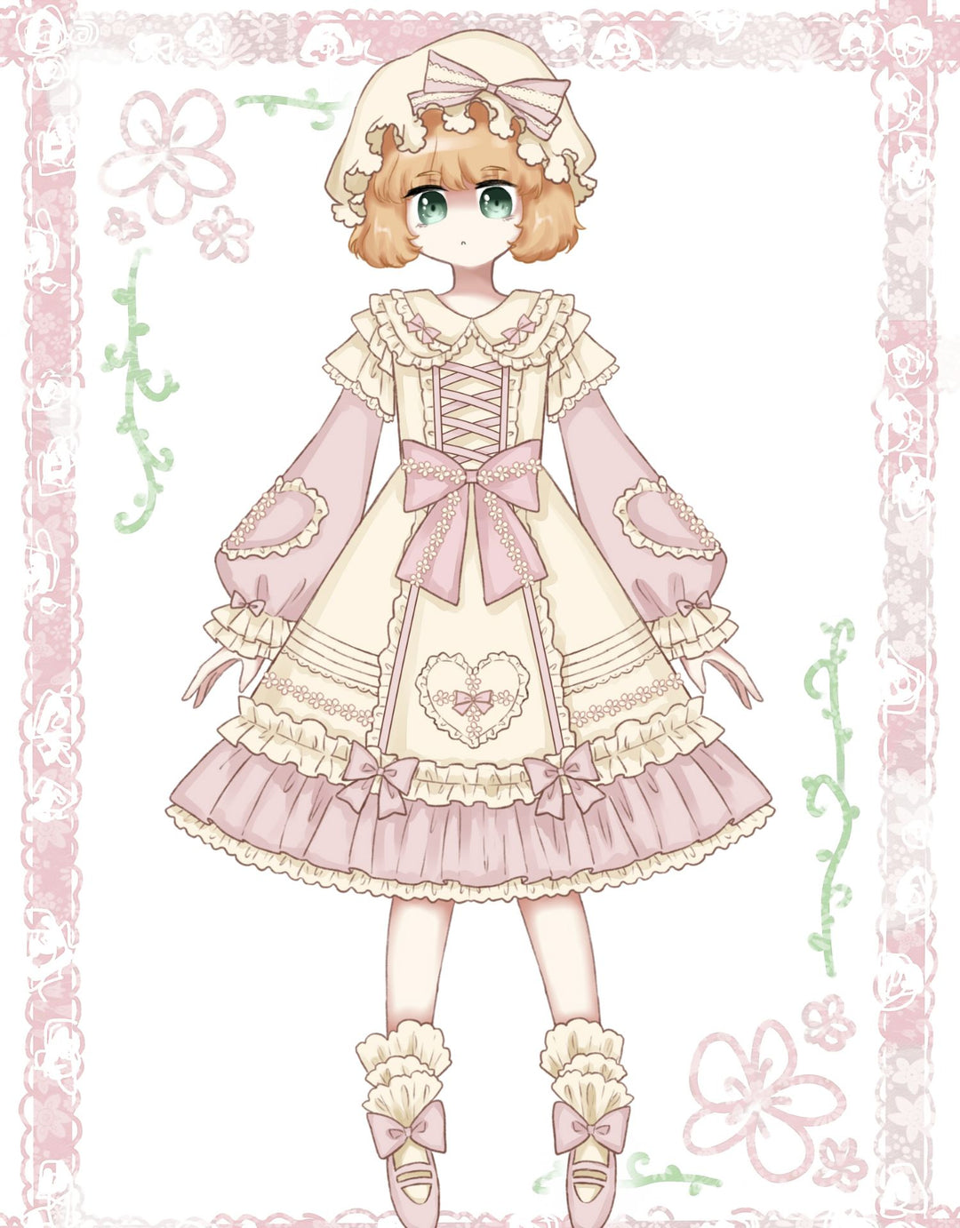 Niu Niu~Little Gardener~Plus Size Lolita OP Dress Pink Winter Long Sleeve   