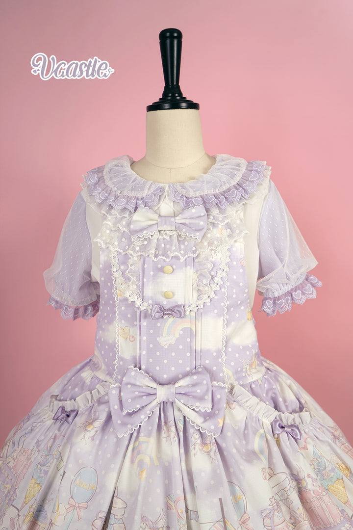 Vcastle~Unicorn Sugar Party~Kawaii Lolita Salopette Suit with Unicorn Hood 42110:726760