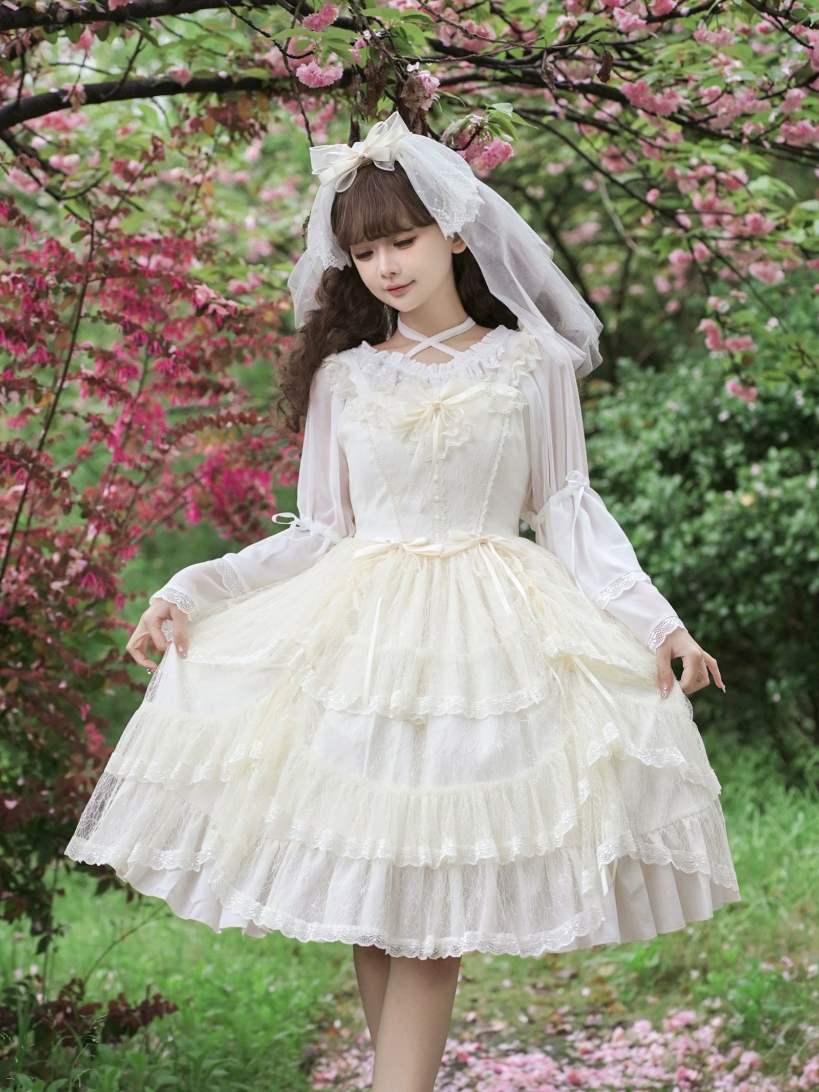 Eieyomi - Iris Love - Elegant Lolita Lightweight Jumper Dress Apricot JSK Only S