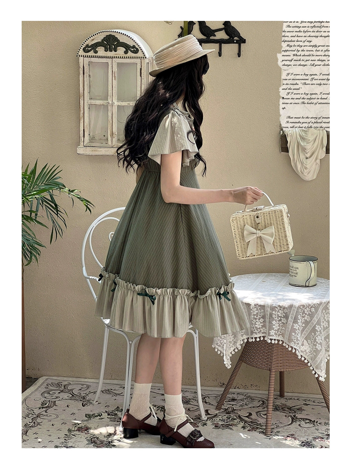 EESSILY~Cotton Plus Size Lolita OP Dress With Pockets & Detachable Bra Pads 43277:773517