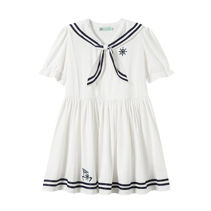 Niu Niu~Plus Size Lolita Dress Navy Sailor Swimsuit Short Sleeve XL white swimsuit 