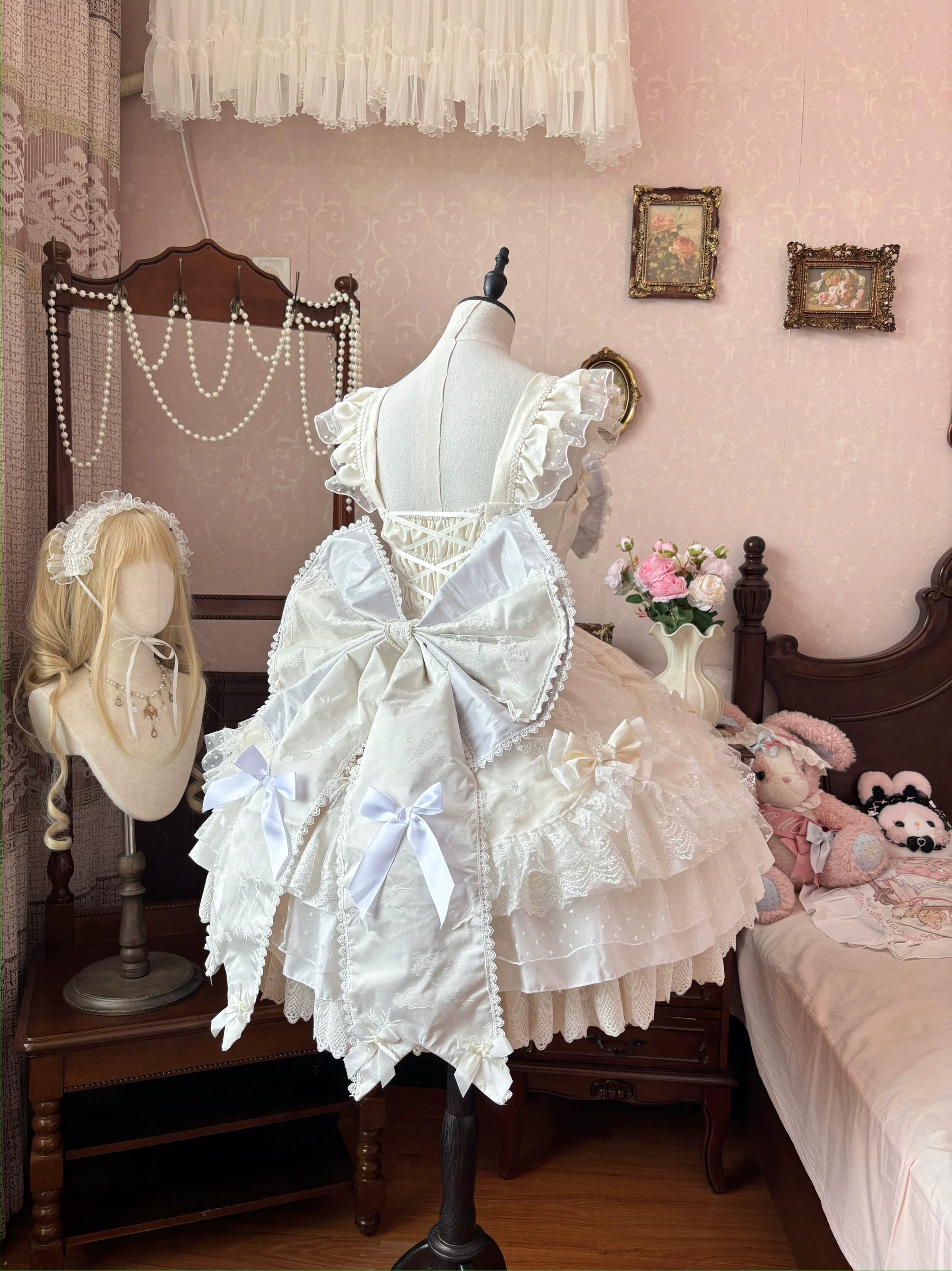 Shaoyun Weiwei - Plus Size Sweet Lolita Corset JSK Dress Set with Bows 45517:851266