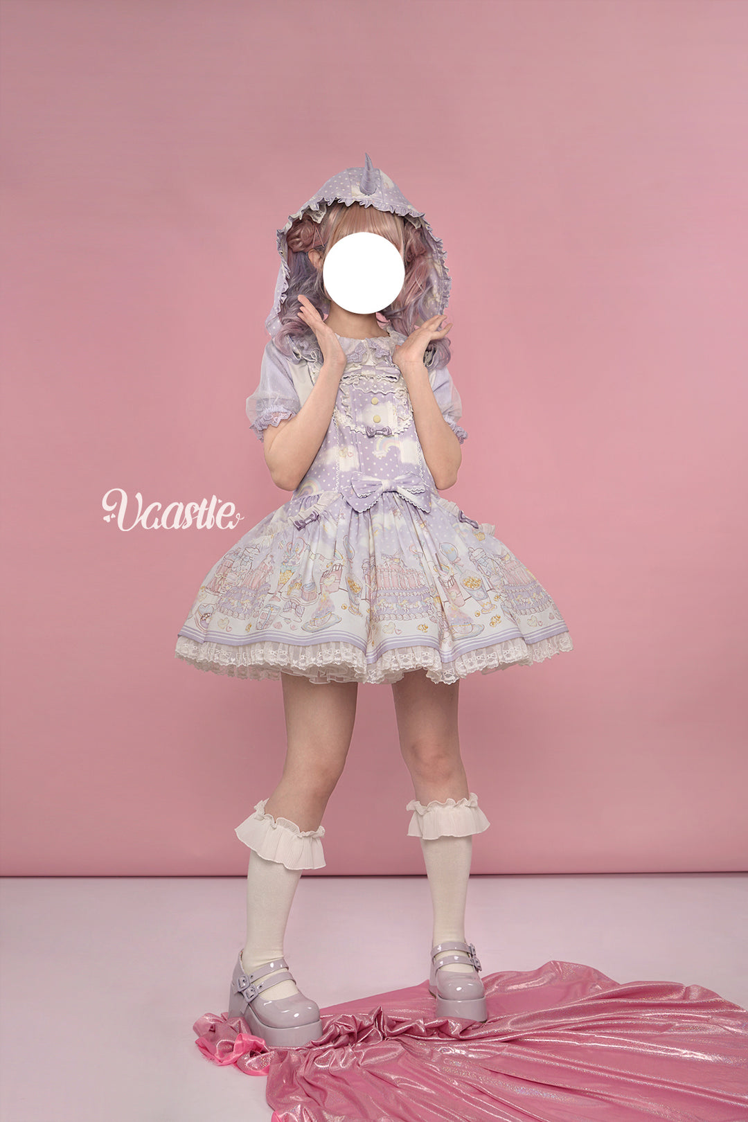 Vcastle~Unicorn Sugar Party~Kawaii Lolita Salopette Suit with Unicorn Hood 42110:726742