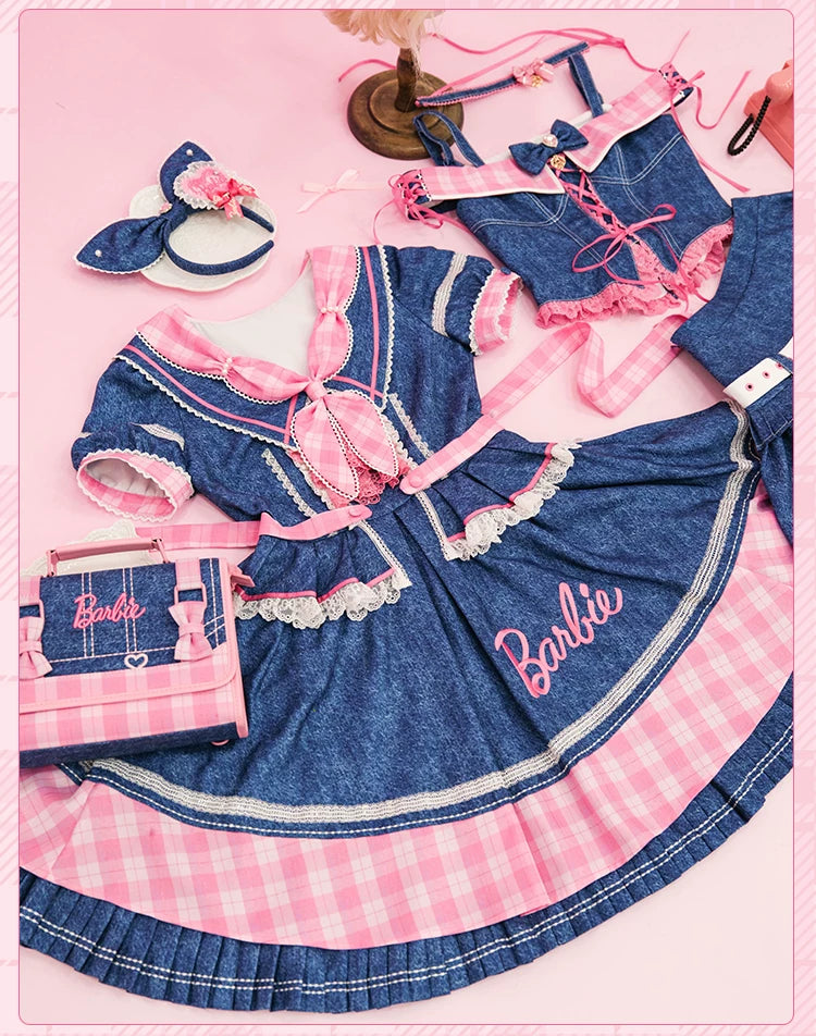 Blossom Daydream - IP Collab Sweet Lolita Dress Set, Pearl Plaid 45899:867255