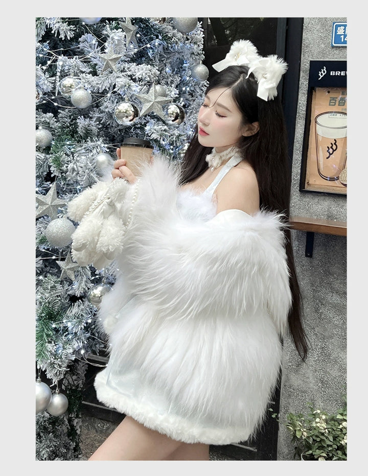 (BFM)Diamond Honey~Snow Country Elf~Elegant Lolita Dress Set with Plush Sparkling Diamonds   