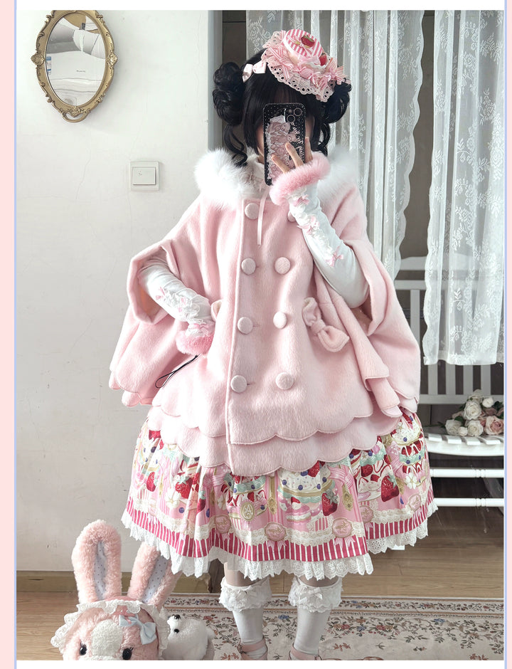 Yayizi~Sweet Lolita Cape Winter Plush Lolita Coat 41364:691526