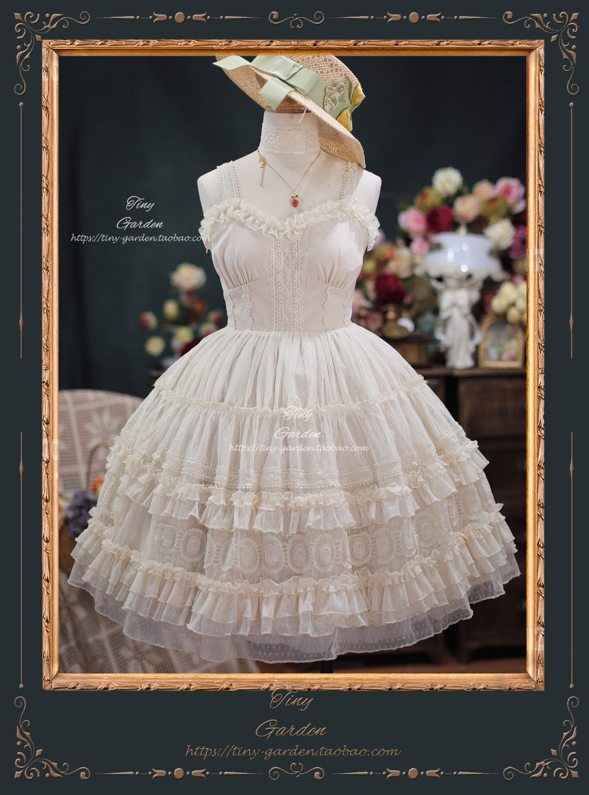 (Buyforme)Tiny garden~Dream Bouquet~Elegant French Vintage Lolita JSK free size ivory dot yarn 
