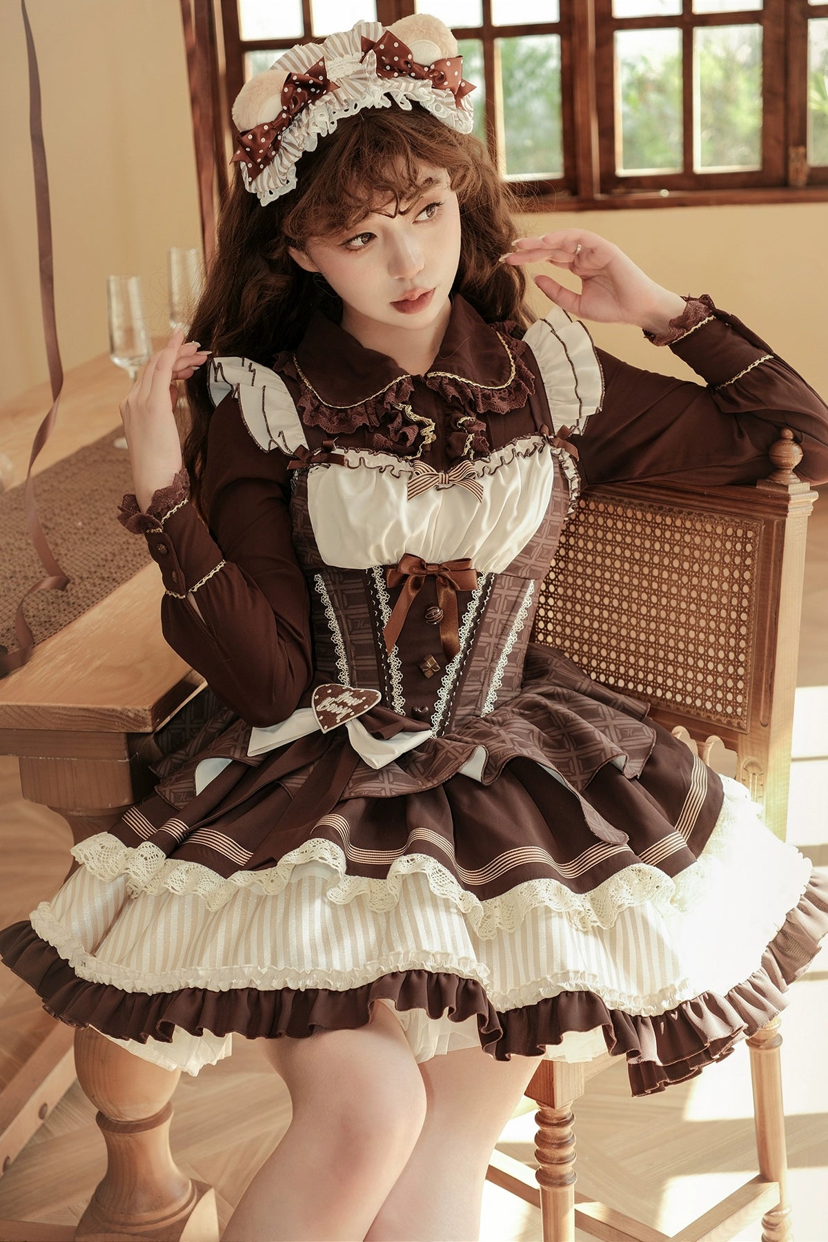 Hawthorn Berries - Thin Choco - Sweet Lolita Petite JSK Puffy Mini Dress KC