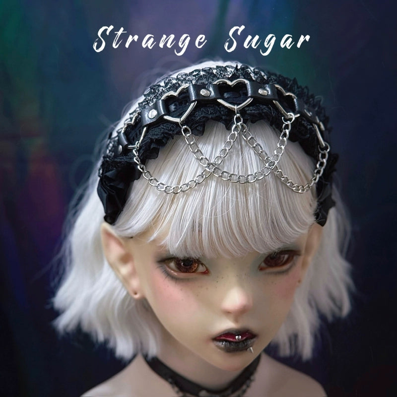 Strange Sugar - Gothic Handmade Lace Headband, Heart & Chain Decoration 43728:783722