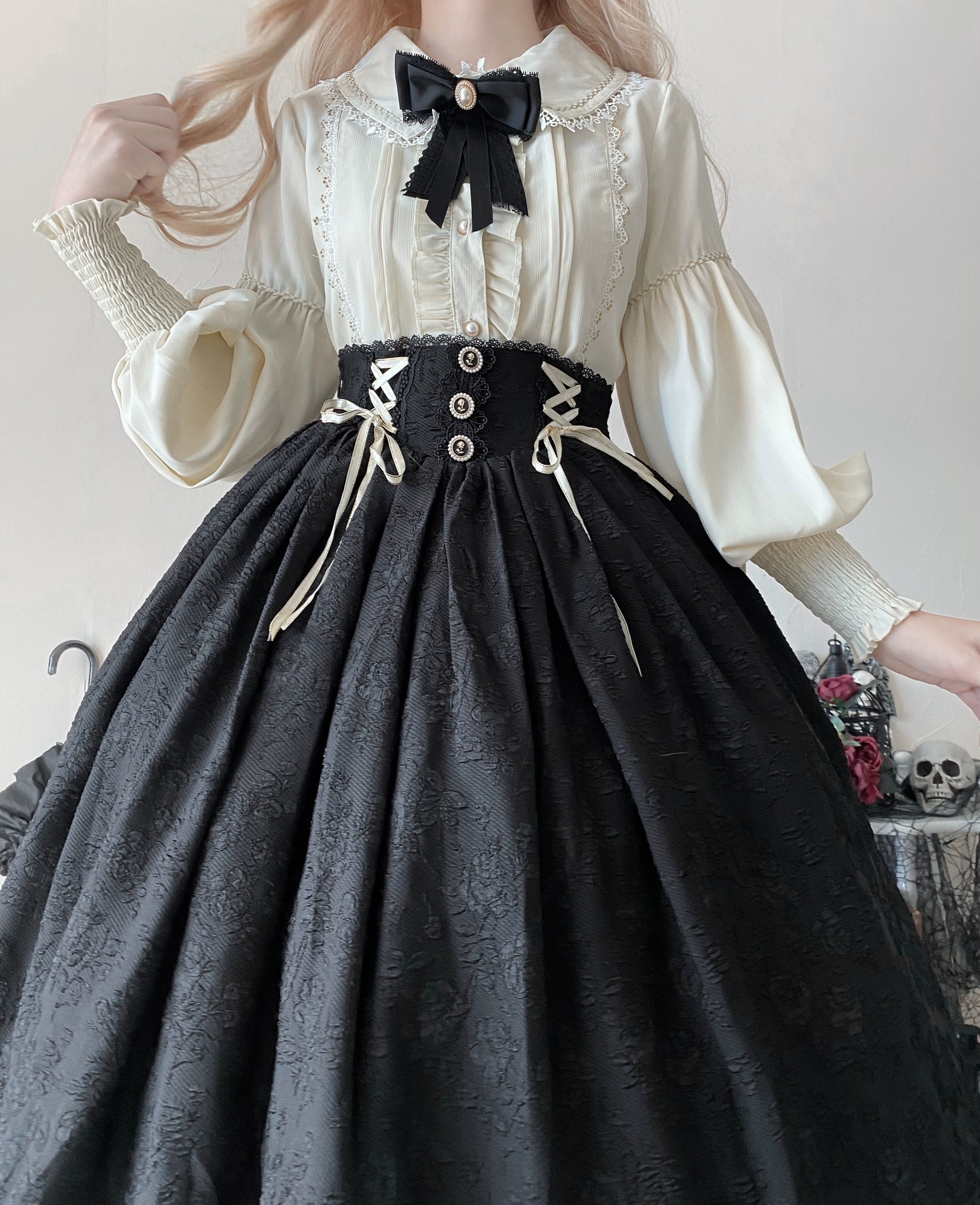 DMFS Lolita - Sweet Lolita Blouse Vintage Mutton Sleeves Winter Lolita Shirt