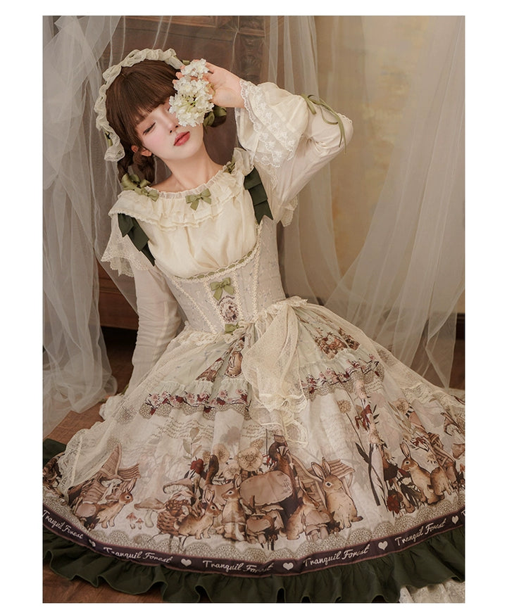 Spireme Cat~Small Forest~Classic Lolita JSK Dress Chest Support Printing Dress   