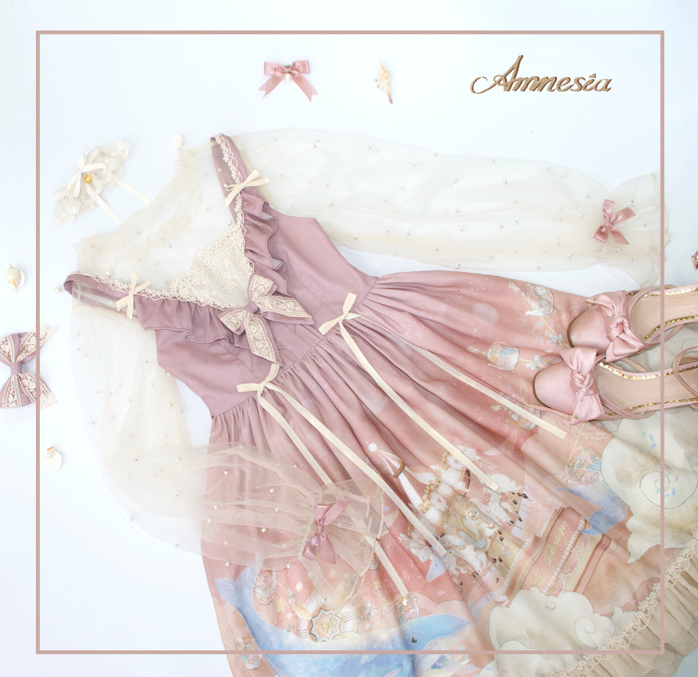 Amnesia~Dream Whale Island~Elegant Lolita V-shaped Neckline JSK   