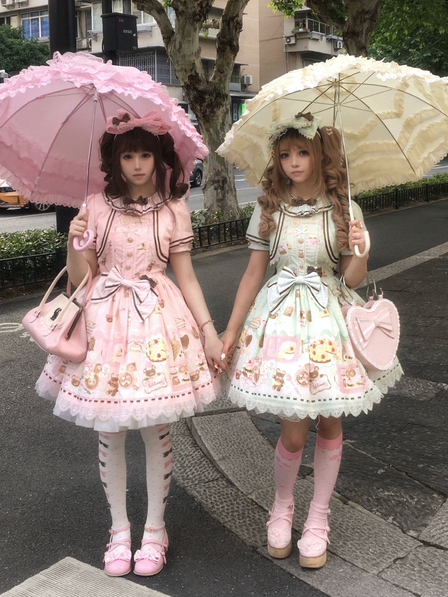 Babyblue - Dream Teahouse - Dessert Print Kawaii Lolita OP Dress Suit 43332:773720