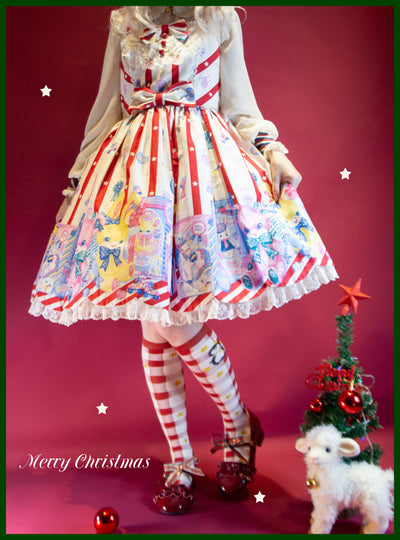 Yukines Box~Kawaii Lolita Cotton Socks for Christmas short socks red plaid + penguin 