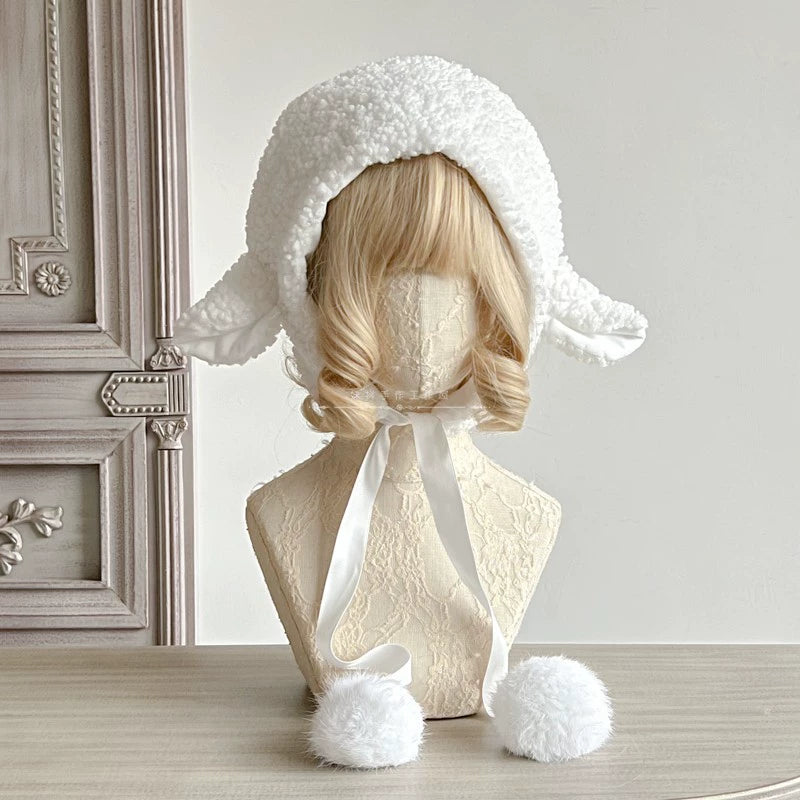 MAID~Winter Lolita Hat Plush Bear Ear Hat Sheep covering hat (basic version)  