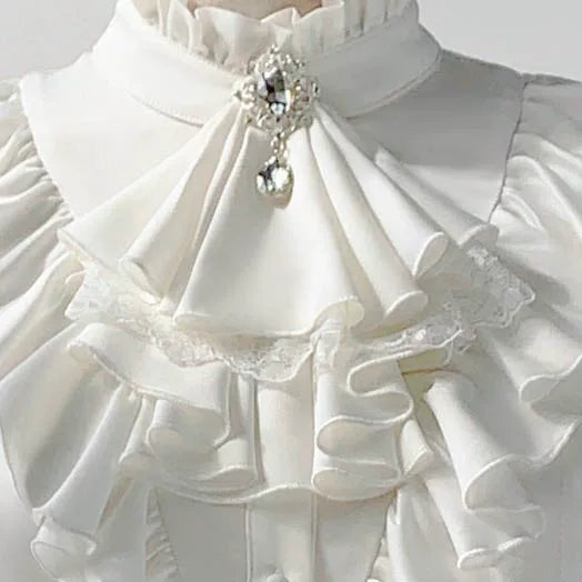 Night & Day Sonata - Ouji Lolita Layered Jabot, Metal Chain Brooch