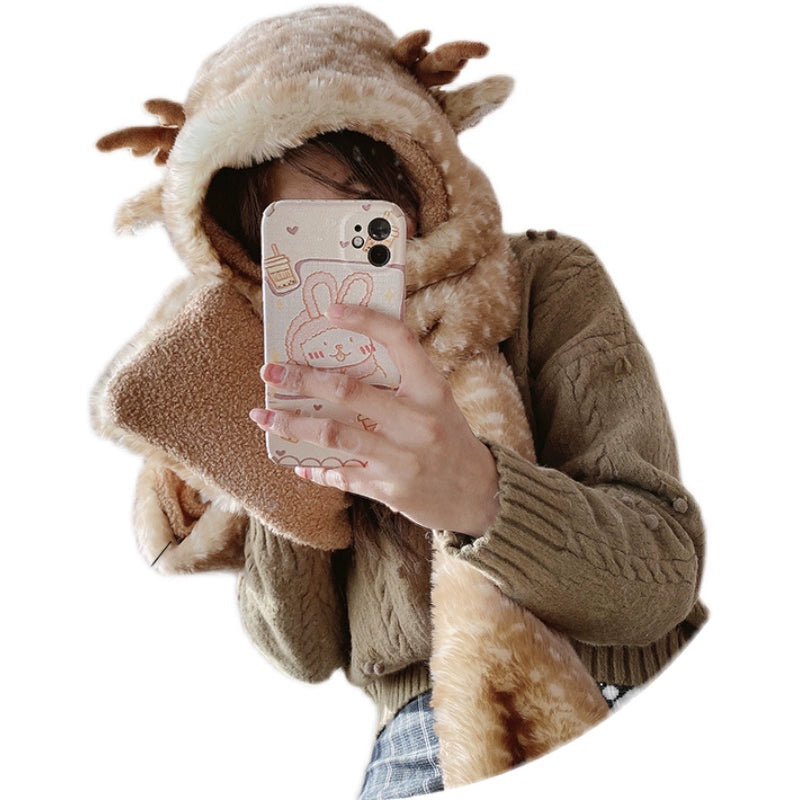 Xiaogui - Winter Kawaii Lolita Hat Antler Plush 3-in-1 Set