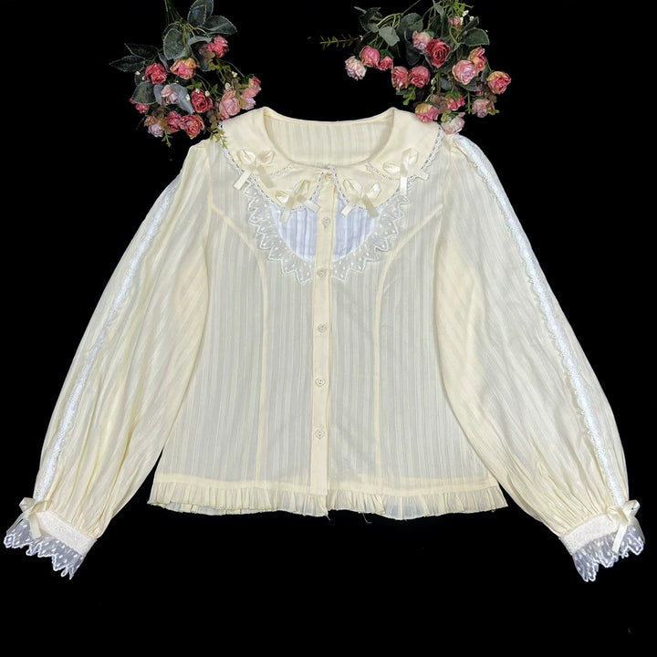 DMFS Lolita~Sweet Lolita Long Sleeve Shirt with Doll Collar   