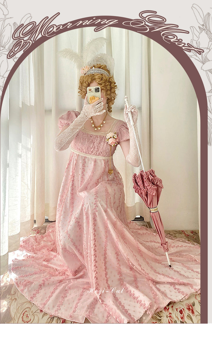 Hezi's Cat Haven~Mist Rose~Plus Size Lolita Empire Waist OP Dress