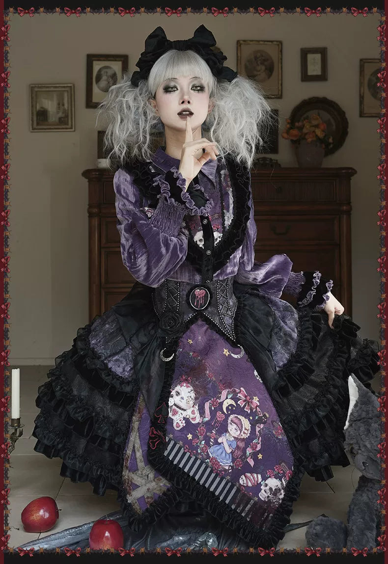 Werewolf Slayer - Gothic Lolita Shirt & Suspender SK Dress Set, Tiered Skirt 44541:811973