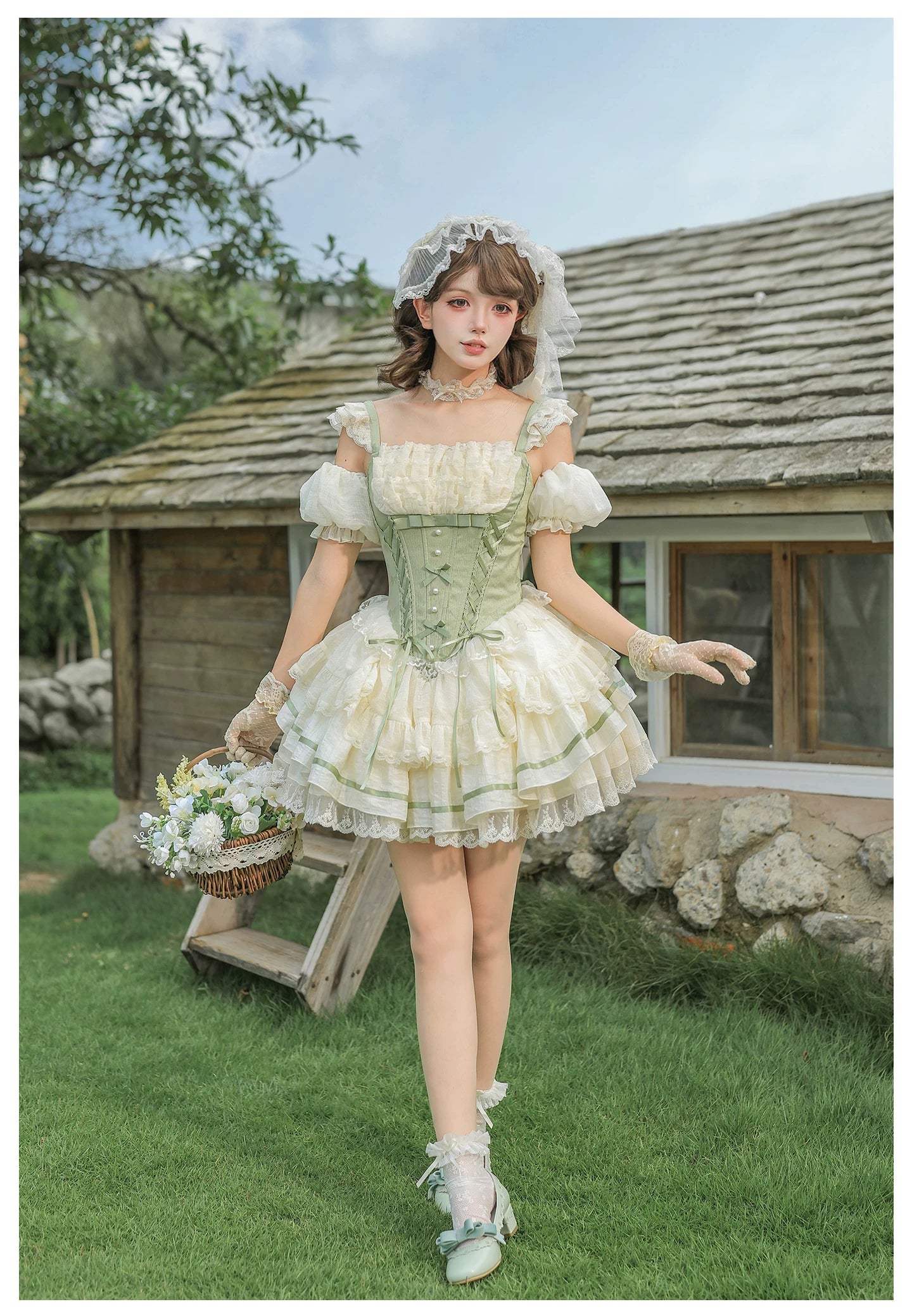 Unfailing - Classic Lolita Bow Jacquard Corset JSK Dress 45632:856675