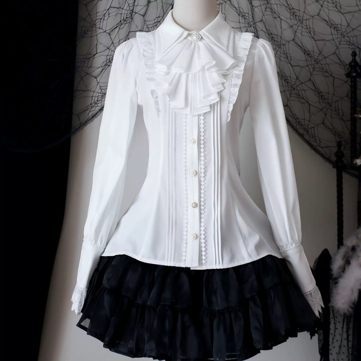 Alice in Wonderland~Love Moon Serenade~Classic Lolita Shirt Preppy Style Blouse White Shirt Only S