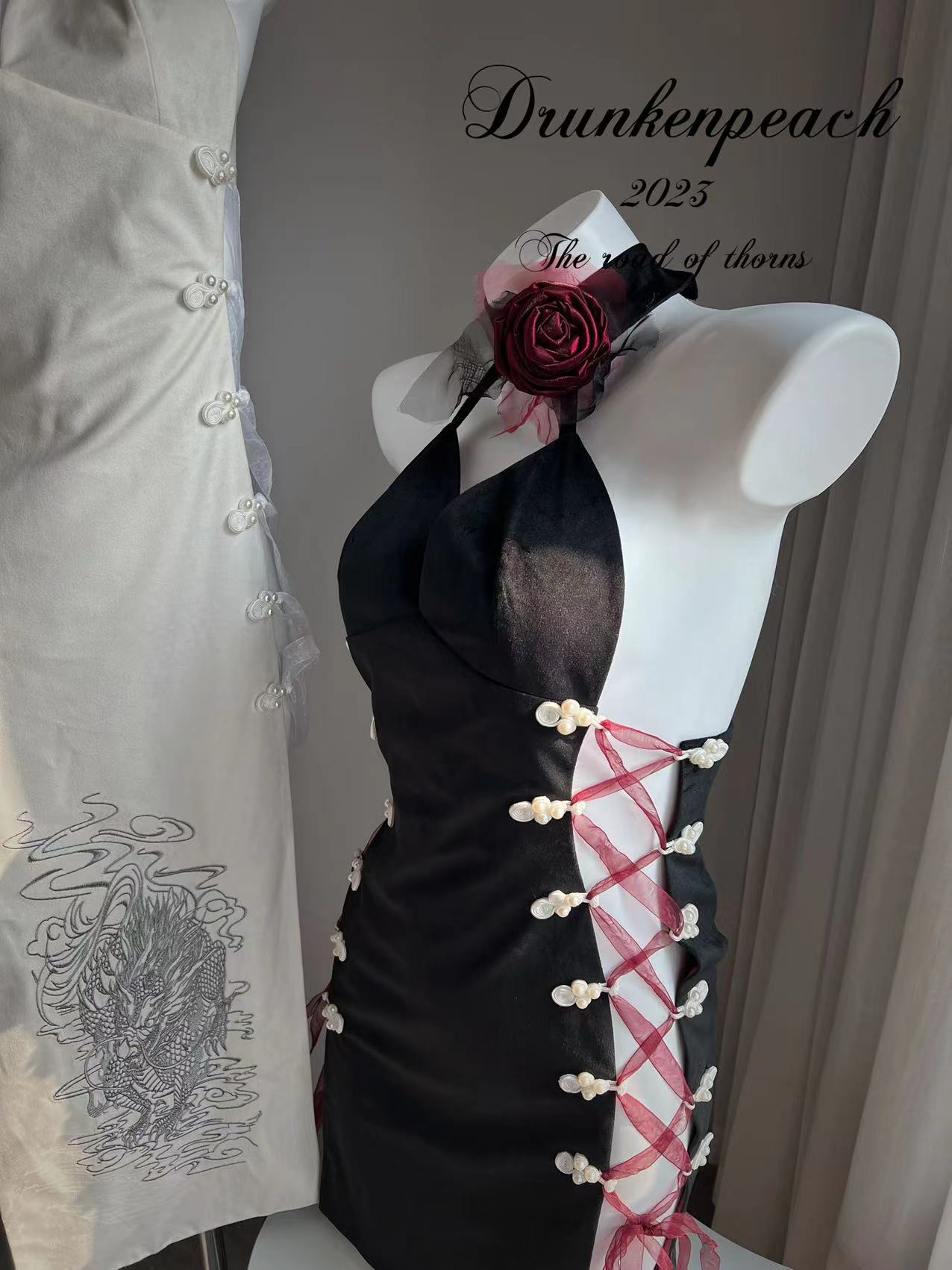 Your Highness~ Full Placket Velvet Vintage Qi Lolita Dress S black short dress( no-embroidered) 
