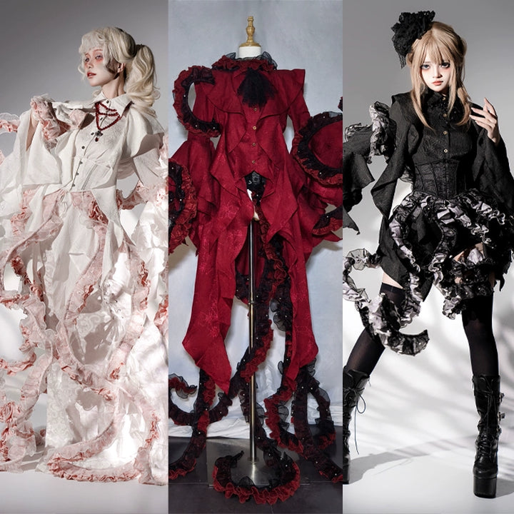 Camouflage Humanoid~Enigmatic Engulf~Ouji Lolita Shirt Tentacle-like Petticoat and Matching Blouse