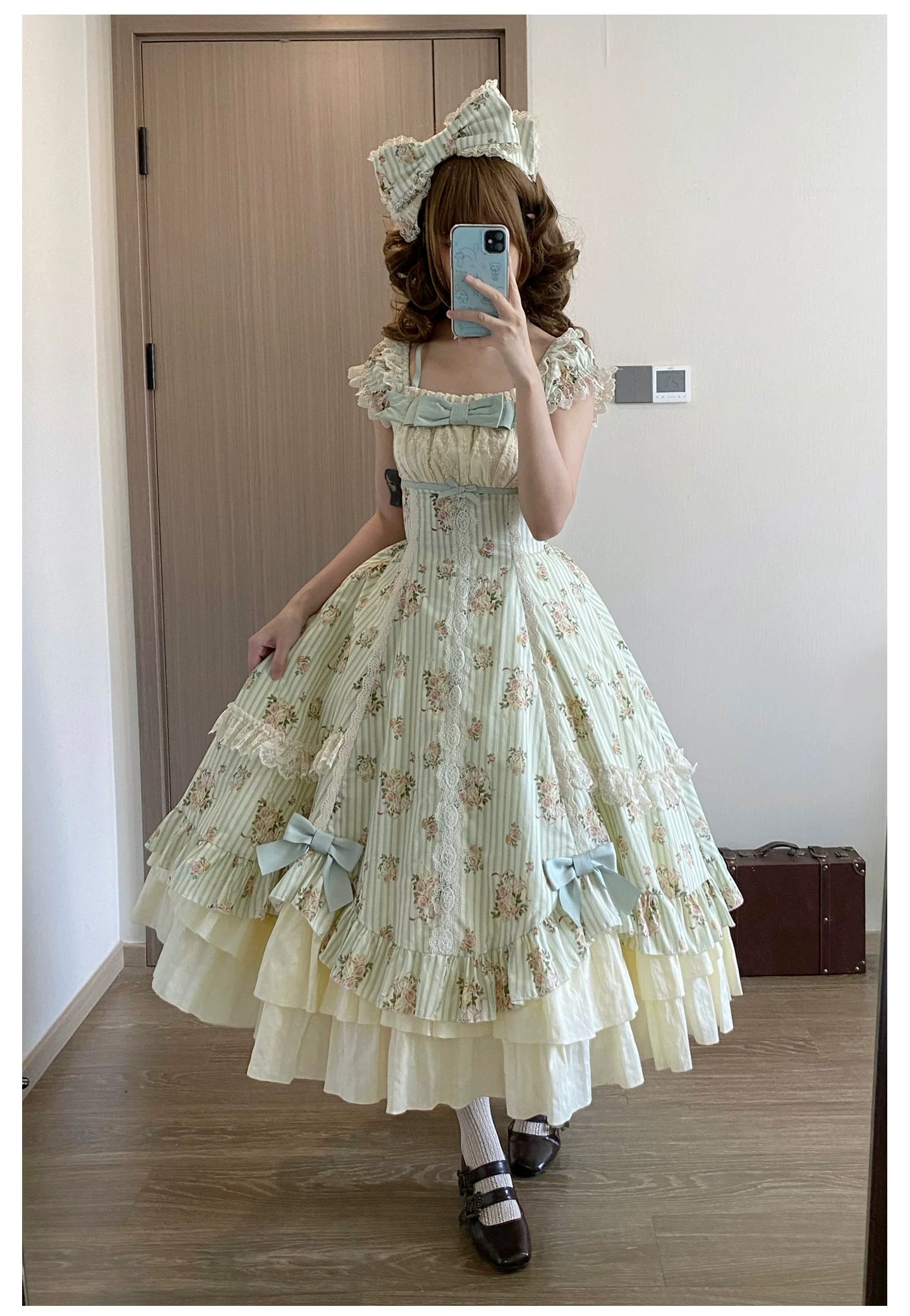 Meeting Austen - Cotton Classic Lolita Rose Printed OP Dress 45736:859996