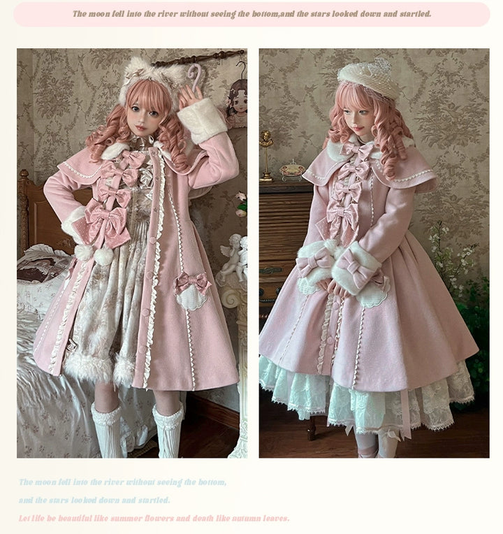 Sakurahime~Sweet Cookie~Sweet Lolita Coat Detachable Cape Pastel Outwear   