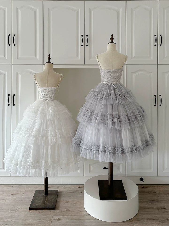 Sara Bell~Hailey~Elegant Lolita JSK Dress with Large Tiered Voile Hem 43090:765184
