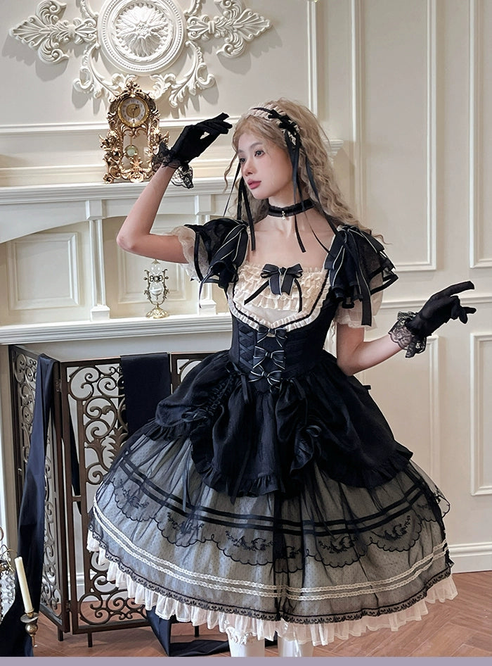 Alice girl~Yesterday Morning Mist~Classic Lolita JSK Elegant Low-cut Lolita Dress