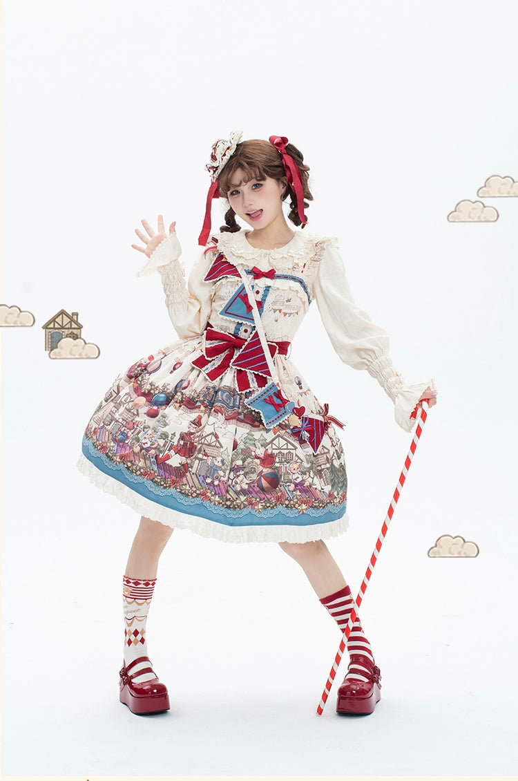 Urtto - Flower Street Parade - Kawaii Lolita JSK Dress, Circus Print
