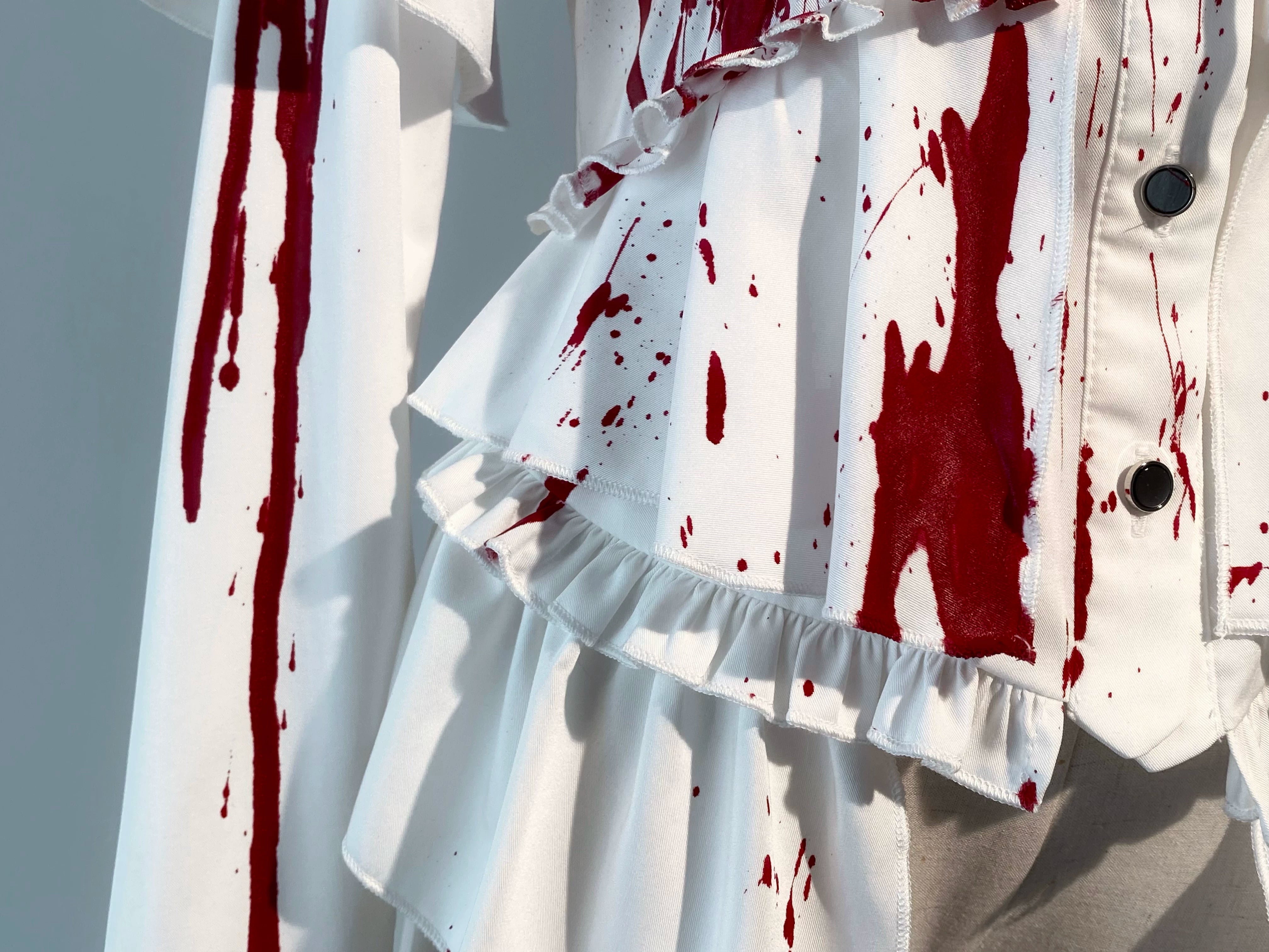 Echo of Deep Sea - Satin Ouji Lolita Trailing Blouse, Solid or Blood Stain Style 45666:857861