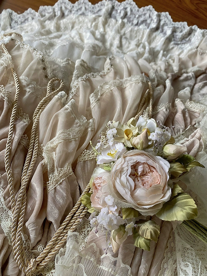 Guaji~Isabella~Wedding Lolita OP Bridal Dress with Tiered Petticoat and Trailing