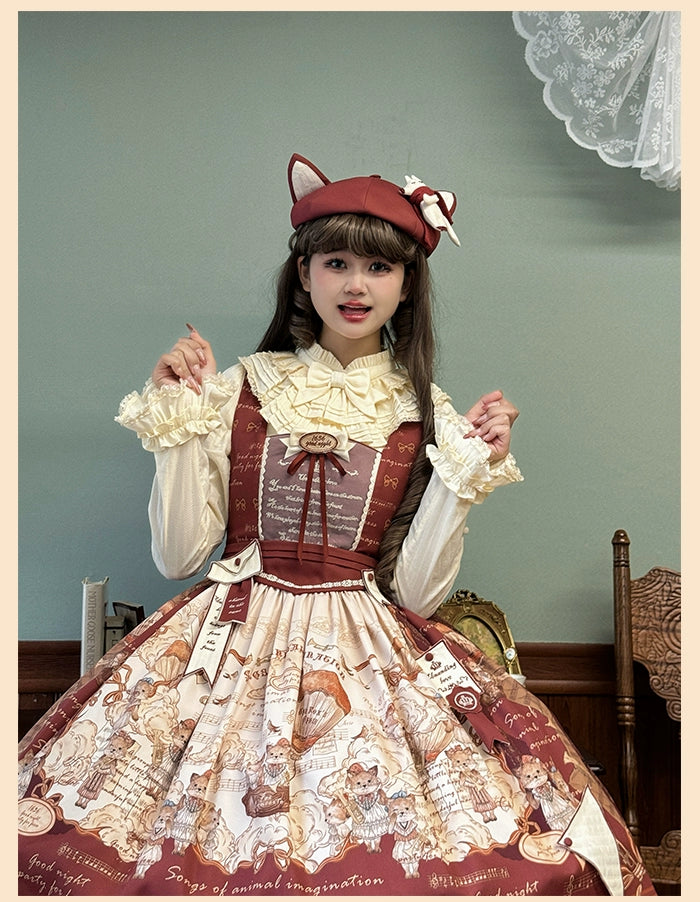 Alice Girl~Fox Band~Sweet Lolita Shirt with Bow Jabot