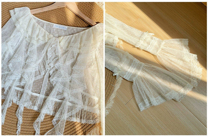 With PUJI~Letters and Poetry~Summer Classic Lolita Tulle Lace Bolero with Multi-Color