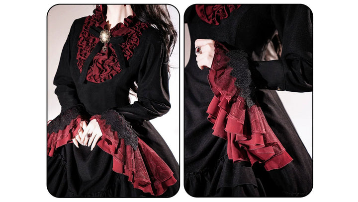 Susin Lolita~Moonlit Rose~Gothic Lolita OP Dress Winter Wool Lolita Overcoat   