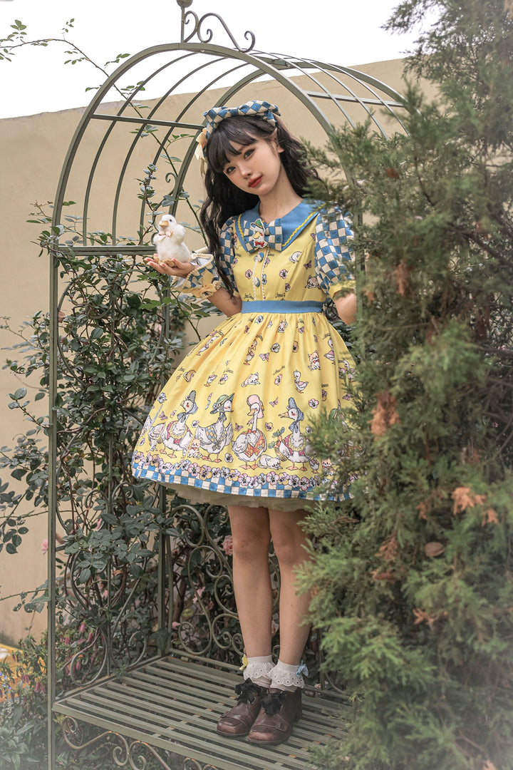 Chemical Romance~Hello Duck~Kawaii Lolita OP Duck Print Lolita Dress   