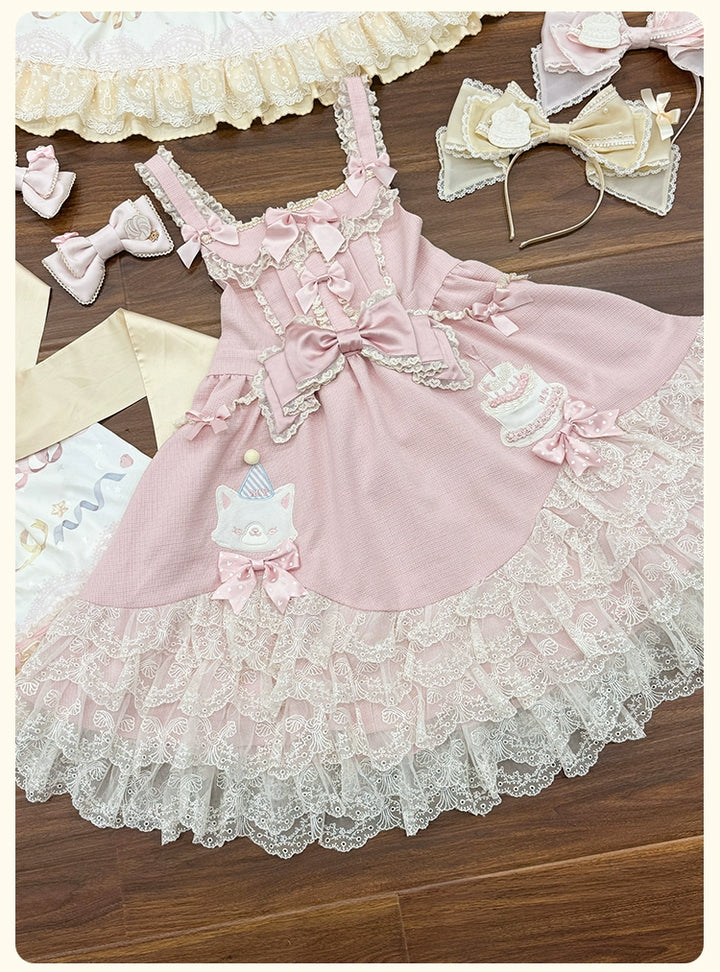 Mademoiselle Pearl~Wedding Cake~Sweet Lolita Dress Suit Printed JSK 41400:695098