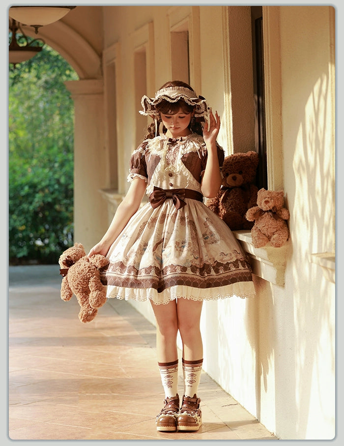 Alice Girl~Sea Salt Fairytale~Sweet Doll-like Lolita OP Animal Printed Lolita Dress 40674:672834